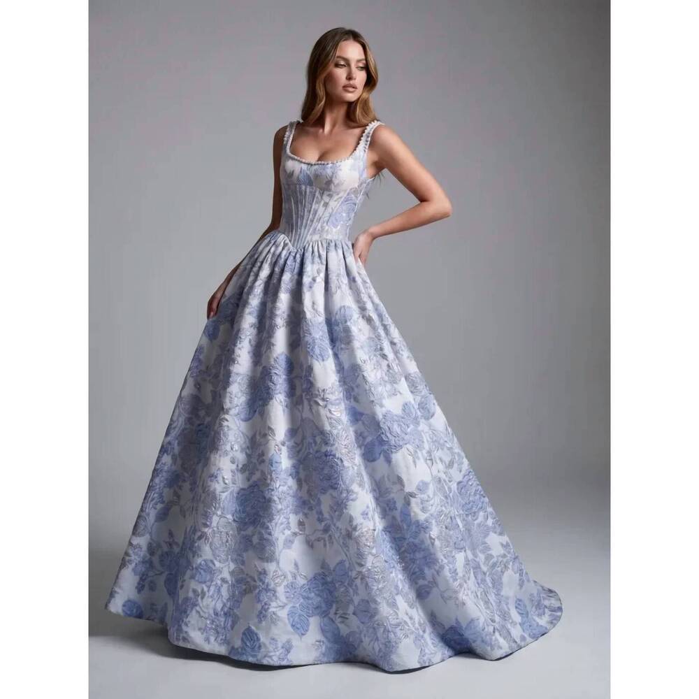 NEW COUTURE LEE brocade ball gown prom dress in light blue